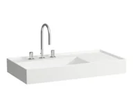 Umywalki - Laufen Kartell Umywalka wisząca lub nablatowa 90x46 cm lewa z 3 otworami na baterię biała z powłoką LCC H8183384001581 - miniaturka - grafika 1